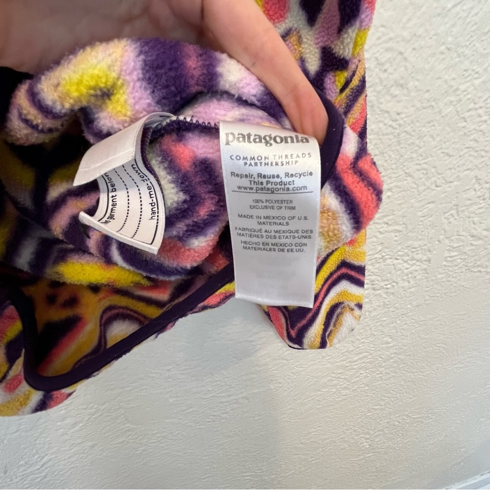 Patagonia Synchilla T-Snap Fleece Pullover Raven Tapestry Purple Girls XXL 16/18 - Picture 6 of 7
